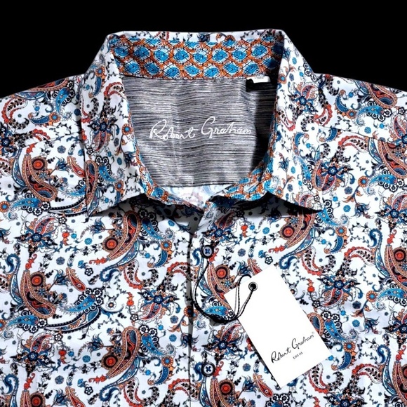 NEW Robert Graham Paisley Floral Colorful 3XL Multicolor Sport Shirt - Picture 4 of 12